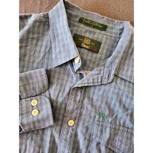 Orvis Men's Button Down Shirt Plaid Long Sleeve 100% Cotton Blue Green  Size L